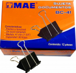 12 Clip Sujeta Documentos Grande Mae BC-41 mm para 90 hojas
