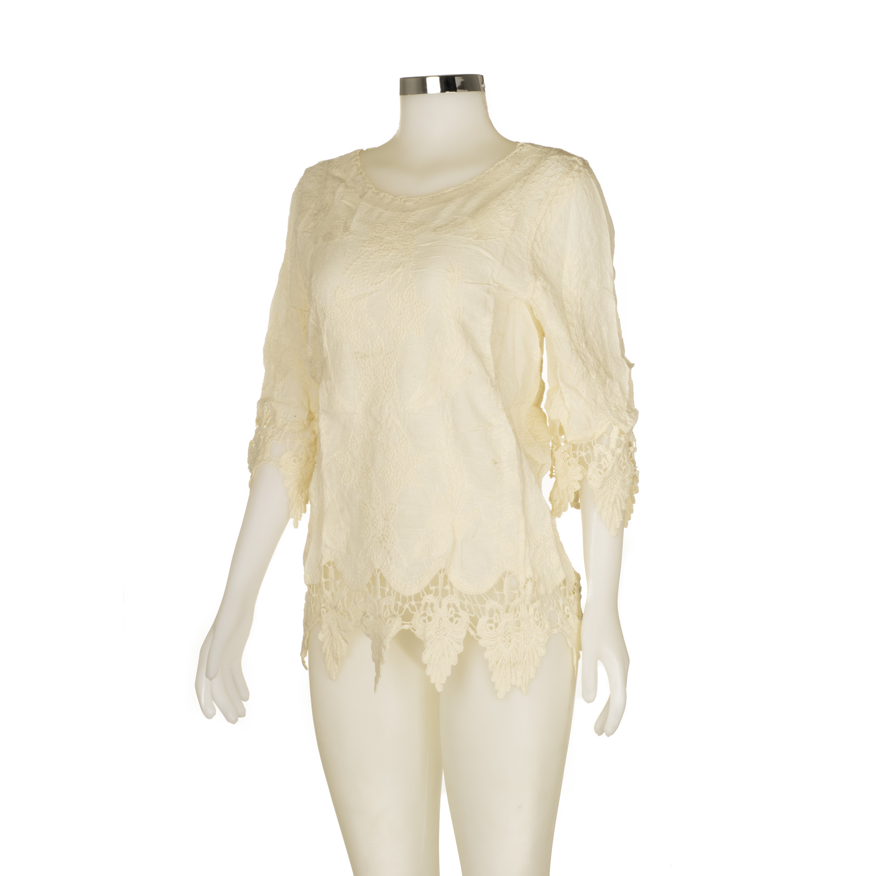 Blusa Nanuri Natura Bordado Beige