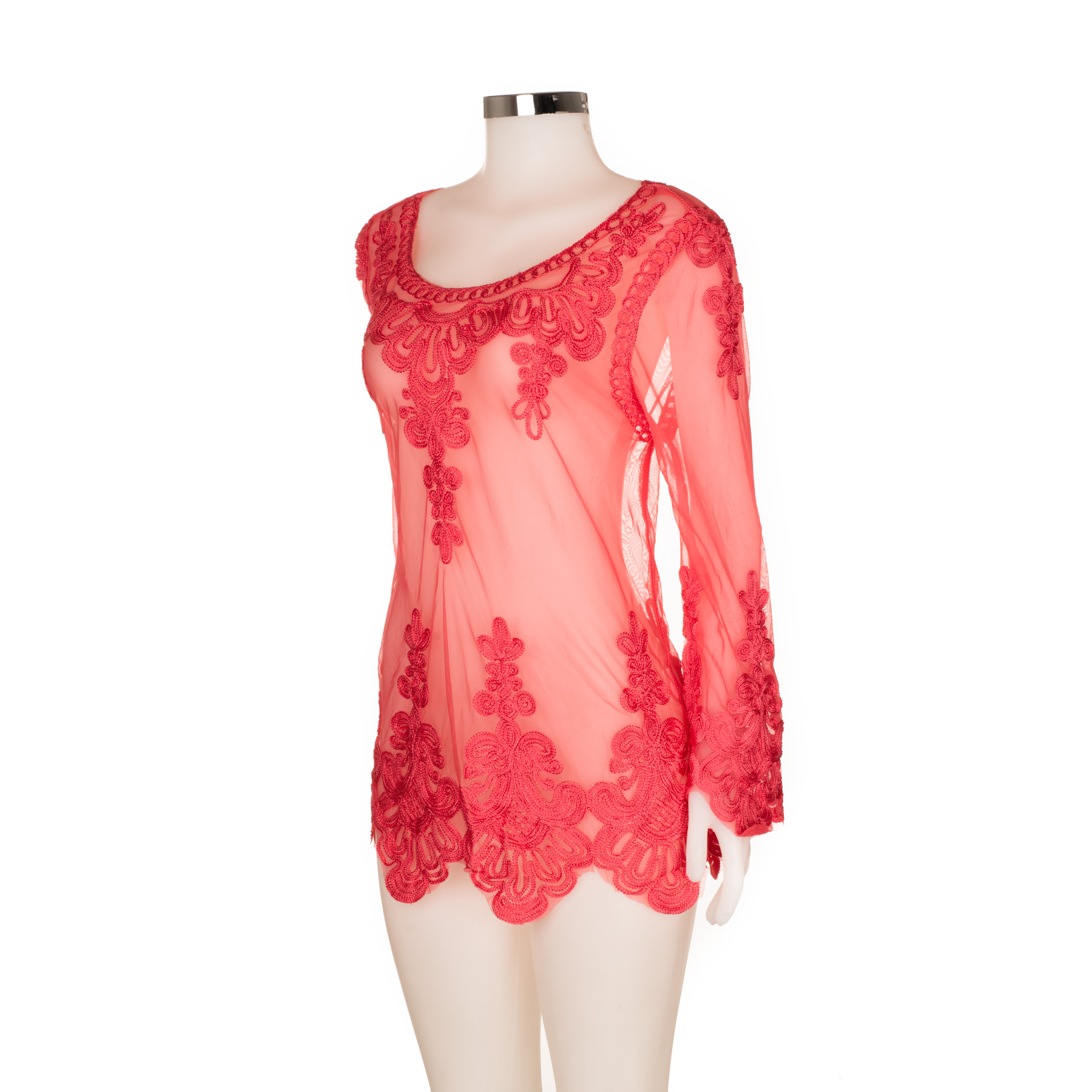 Blusa Nanuri Coral Crochet Coral