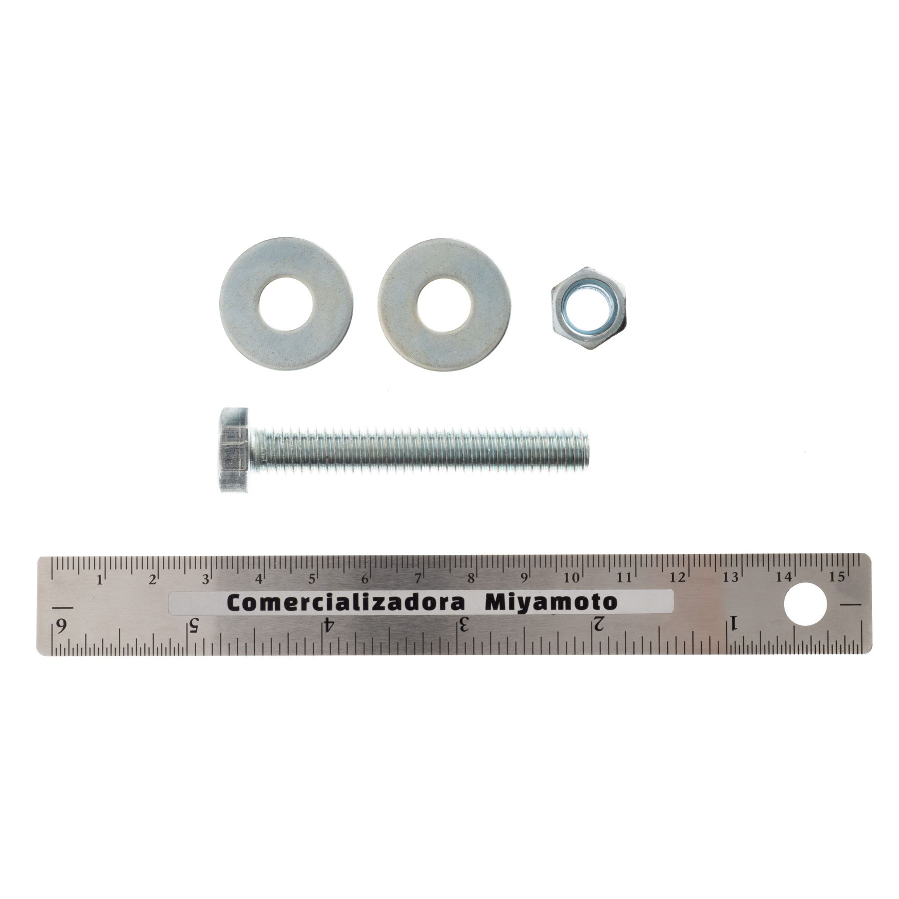 20 Tornillos Hexagonales de 3/8 x 2 1/2 Pulg con Tuerca y Rondanas Galv